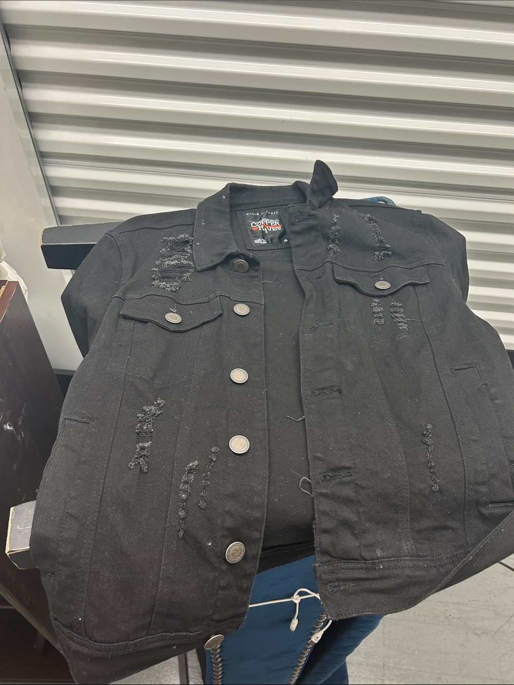 Black Distressed Bomber Jacket - Unbranded
